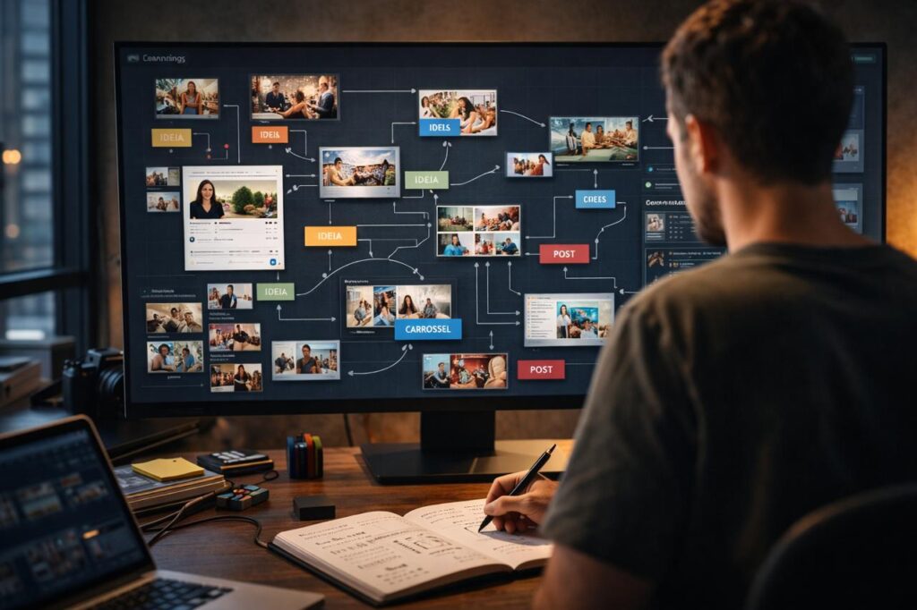 homem fazendo planejamento de conteúdo 