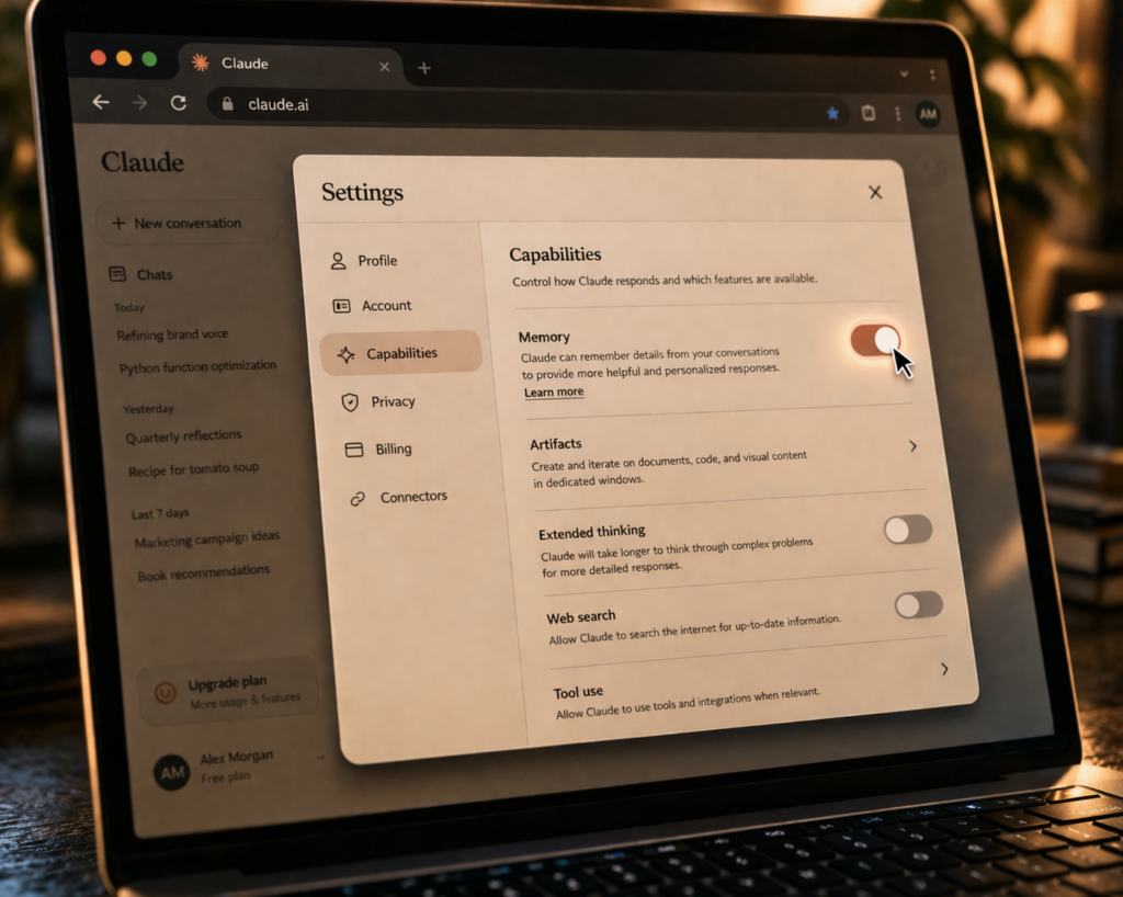 Tela de notebook com claude aberto