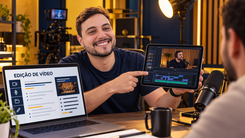 Matheus apresenta uma proposta de edição de vídeo com uma amostra e entregas definidas.